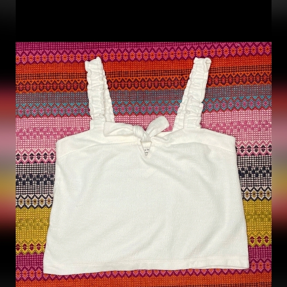 Madewell Tie-Front Tank Top White Size Large Texture & Thread